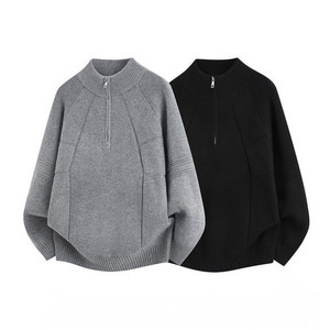 Men's Solid Color Half Zip <b>Pullover</b> <b>Sweater</b> 100% Cotton Anti Pilling Winter Long Sleeve Casual Top - Product Image 1