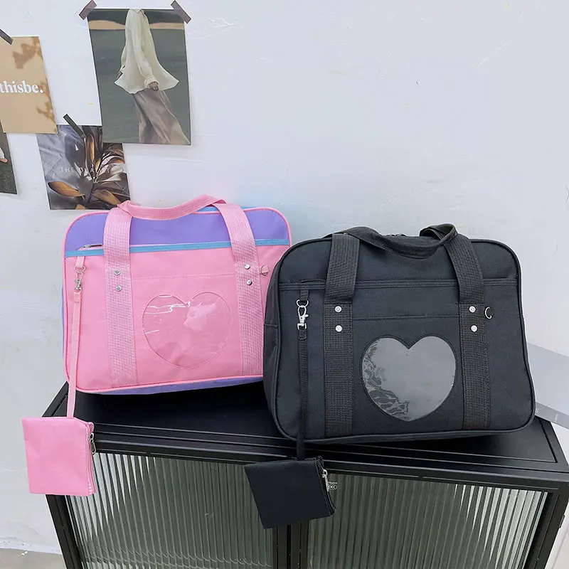 Japanese Preppy Style Pink Uniform Shoulder School Bags For Women Girls Large Capacity Luggage Bag Casual Handbags Totes