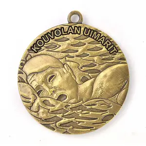 Sport Medailles Zwemmen Goud Zilver Award Medaille Logo Metalen Fabrikant Geen Minimum Op Maat Gemaakte China Trofeeën Medaillon 3d Verguld