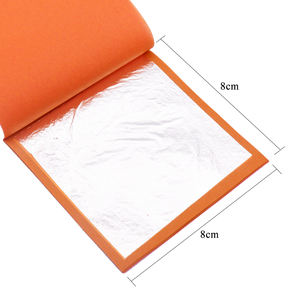 Papel de Plata Comestible 100% Real, 8x8cm, 25 Hojas/Libreta, para Decoración de Alimentos, Repostería, Bebidas y Café - Product Image 1