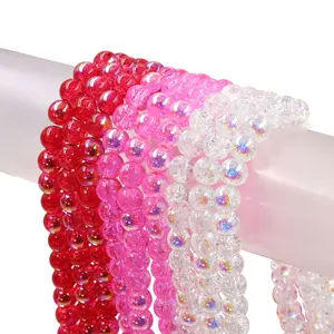Stock For Sale 10mm Red White Pink Glass Baking Varnishing Beads Plating With AB Color For Jewelry Making