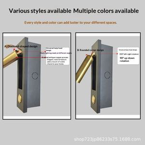 Lampe murale de chevet d'hôtel nordique LED universelle rotative intégrée, protection des yeux de lecture, troisième vitesse, gradation intégrée, veilleuse - Product Image 3