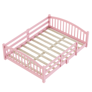 <span class=keywords><strong>Lit</strong></span> <span class=keywords><strong>Montessori</strong></span> rose, taille complète, structure en bois massif avec barrière de sécurité et lattes, mobilier de chambre pour fillettes - Product Image 4