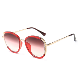 New Coming Pearl Fashion Women <b>Sunglasses</b> with Stainless Frame Mirror Lenses in Smoke/Ice <b>Blue</b> Acrylic Any Color - Product Image 2