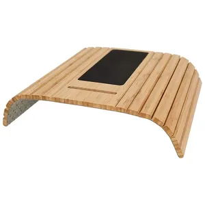 高品质稳定坚固可折叠竹制沙发扶手扶手储物托盘桌