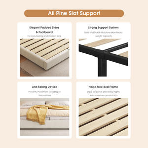 Modern Simple Solid <b>Wood</b> Platform Ottoman White Upholstered <b>Bed</b> Frame <b>with</b> <b>Storage</b> Underneath Gas Lift <b>Storage</b> <b>Bed</b> <b>with</b> Drawers - Product Image 4