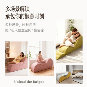 Canapé pour couples, rembourrage en éponge, canapé bean bag doux et profilé, pour salon et chambre, couleur gris clair, tissu lin uni - Product Image 3