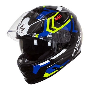 หมวกกันน็อคเต็มใบ Scorpion Exo 491 สีน้ำเงิน เหลือง ดำ ไซส์ XS ทำจากโพลีคาร์บอเนต สำหรับรถจักรยานยนต์ - Product Image 1