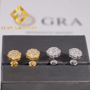 מניות מחסן usa משלוח חם מכירה חמה פרח עיצוב עגיל העגיל 925 סטרלינג כסף סטרלינג vvs <span class=keywords><strong>moissanite</strong></span> - Product Image 3