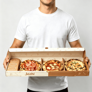 Boîte à <span class=keywords><strong>pizza</strong></span> personnalisée à 3 compartiments, <span class=keywords><strong>emballage</strong></span> en carton alimentaire pour mini-pizzas, boîte à emporter écologique - Product Image 1