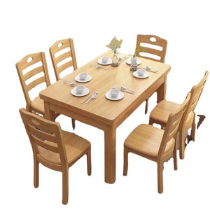 Dazhang Jiaju Solid Wood <b>Dining</b> <b>Table</b> And Chair Set 6 Piece Rectangular Modern Minimalist Design For Family <b>Dining</b> Room - Product Image 5