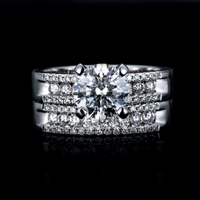 Feiner Schmuck VVS Labor-Gezüchteter Diamant Moissanit Runder Brillantschliff S925 Silber 10K 14K 18K Weißgold PT950 Verlobungsring-Set