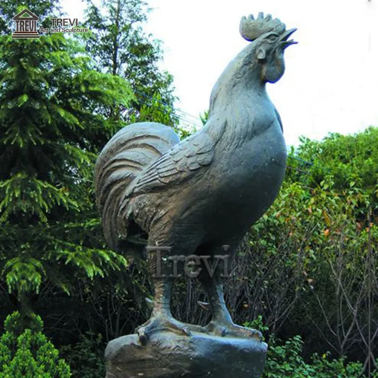 Statua di metallo all'aperto parco fattoria decorazione a grandezza naturale fusione bronzo gallo scultura