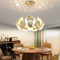 CCT lampu gantung LED 3 redup, lampu proyeksi bintang langit Emas Untuk Hotel lobi rumah tangga ruang tamu