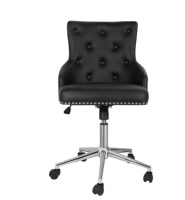 Chaise de bureau exécutive réglable à dossier haut avec revêtement en cuir PU et fonction pivotante, design moderne, structure en bois