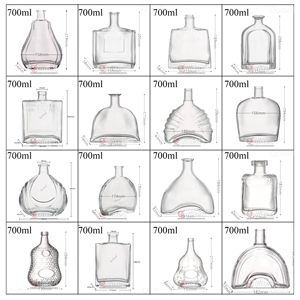 20 + 種類以上700 ml 70cl 700mlフラット形状ガラス瓶リキュール用ウォッカウイスキースピリットギンラム - Product Image 2