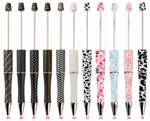 Mixed Colour Printed beadable Ballpoint Pen Ball Pen Personalized Party Gift Plastic Beadable Pens