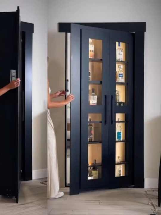 Customized Hidden Secret Hidden Bookshelf Door Modern Residential Interior  Wine Cabinet Door Design Bookcase Hidden Door
