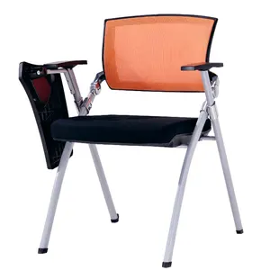Nice Price Training Office Chair Folding Mesh Training Room Chair With Writing Tablet and Castors