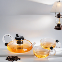 Théière moderne en verre borosilicate marocain, résistante à la chaleur, de qualité alimentaire, avec poignée colorée, carafe à café avec filtre, capacité 600 ml, faite à la main