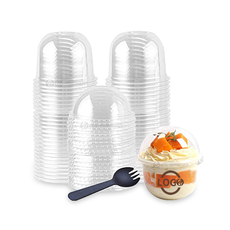 Hot selling disposable yogurt 5oz 7oz 8oz 9oz clear plastic ice cream dessert cup with cover