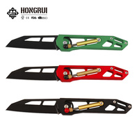 Couteau de poche pliable Hongrui, manche en alliage d'aluminium avec lame ajourée, couteau de survie multi-usage pour l'extérieur