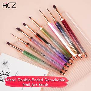Personnalisation complète, nouveaux pinceaux à ongles hexagonaux antidérapants, entièrement métalliques, à double tête, détachables, colorés - Product Image 4