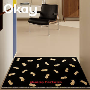 โอเค พรมเช็ดเท้ารูปถั่วลิสง สีดำ รูปทรงสี่เหลี่ยมผืนผ้า กันลื่น ใช้ในบ้าน ลวดลายแปลกใหม่ วัสดุผ้าไหมแบบวงกลม - Product Image 2