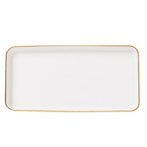 Assiette en céramique blanche de qualité supérieure avec bordure dorée pour la maison, le café, le thé de l'après-midi, les collations, les desserts, les services quotidiens et la décoration de table décontractée - Product Image 6