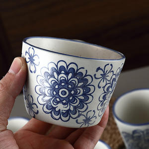 ถ้วยชาเซรามิกสำหรับใช้ในบ้านสไตล์ญี่ปุ่นน่ารักถ้วยสาเกสีขาวพร้อมดีไซน์สีน้ำเงินแก้วชิมชากังฟูผู้เชี่ยวชาญ - Product Image 3