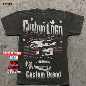 Kaos Pria Ukuran Besar Bahan Katun 100% Tebal Sablon Logo Kustom Model Boxy Street Wear Oversize - Laris Terjual - Product Image 1