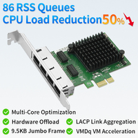 Carte réseau serveur Intel I350-T4 Quad Port 1GbE PCIe X1 avec prise en charge SR-IOV et VMDq