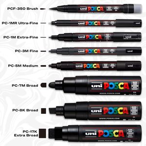 مجموعة علامات Uni Posca مع رسم بنصائح قابلة للعكس للوازم الفنية ، طلاء القماش ، علامات النسيج - Product Image 6