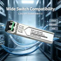 Transceiver optique SFP 1,25 G 80 km 1550 nm SMF Duplex LC Hot Swap Module SFP standard MSA Prise en charge DDM pour Ethernet Gigabit