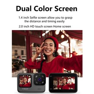 Kamera aksi menyelam Anti guncangan, kamera perekam perjalanan bersepeda luar ruangan warna ganda 4K - Product Image 6