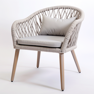 Sedia da Esterno per Sala da Pranzo Sedia da Giardino in Alluminio e Corda per Ristorante Arredamento da Giardino - Product Image 2