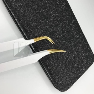 Pinzas de extensión de pestañas de acero inoxidable japonesas con punta de oro sostenible Logotipo personalizado Tipo de Punta puntiaguda recubierta de color blanco nieve - Product Image 4