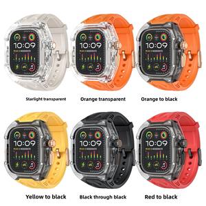 Étui de protection transparent de luxe Upro PC avec bracelet en silicone pour Apple Watch S10 9 8 7 SE, bracelet de remplacement en caoutchouc 44/45mm 49mm 46mm - Product Image 3