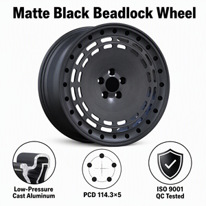 Rin de Aleación de 17 Pulgadas de Baja Presión, Estilo Beadlock, PCD 114.3*5, Negro Mate, <span class=keywords><strong>para</strong></span> Autos de Pasajeros, Compatible con VW Golf y Toyota Camry - Product Image 4