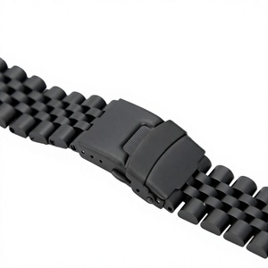 Bracelet de montre en acier inoxydable 316L noir mat de haute qualité 22 mm Happy Time, maillons entièrement solides, petit MOQ pour 007 - Product Image 2