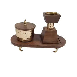 Best Quality Restaurant Table Top Usage Hammered Stainless Steel and Wooden Bakhoor <b>Burner</b> - Product Image 4