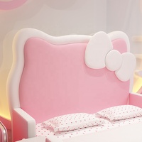 Camas Modernas de Madera con Diseño de Hello Kitty para Dormitorio Infantil de Niñas con Tobogán y Escaleras