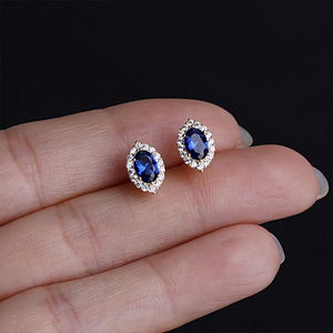 Canner 2023 High Quality Women's Luxury Geometric Shape Blue Crystal 925 Sterling <b>Silver</b> <b>Stud</b> Earrings Gold Rhodium Plating for - Product Image 5