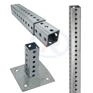 Outdoor galvanized perforated square steel post with hoels road traffic safety sign posts