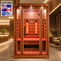 Sauna infrarouge moderne en bois Kaitong pour 1 à 2 personnes avec chauffage à faible EMF et thérapie par lumière rouge, sauna infrarouge intérieur