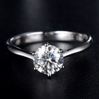 Bague classique en argent sterling 925 à six griffes avec un moissanite de 1 carat de qualité D, directement du fabricant