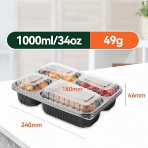 Boîte à lunch en plastique personnalisée, récipient alimentaire sans BPA, boîtes d'emballage alimentaire à emporter en PP - Product Image 2