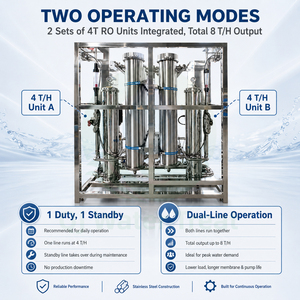 Système de purification <span class=keywords><strong>d</strong></span>'<span class=keywords><strong>eau</strong></span> RO 8T/H pour serres et agriculture – Station de traitement <span class=keywords><strong>d</strong></span>'<span class=keywords><strong>eau</strong></span> industrielle double circuit SS304 en mode veille - Product Image 2