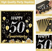 Assiettes et serviettes 50e anniversaire, fournitures de fête, décoration de mariage et de carrière pour employés, ensembles de vaisselle jetable en papier pour fête