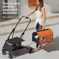 2026 Nouveau modèle de chariot de transport pour chat et chien, confortable, détachable, pliable à une main, 4 roues, coupe-vent, grande capacité, design capsule